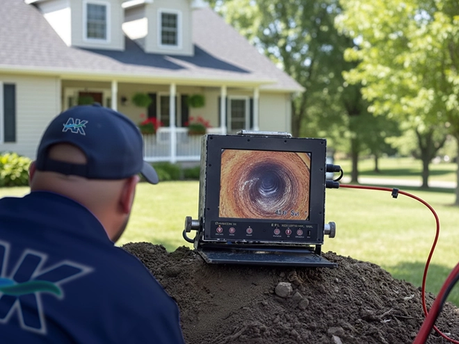 AK Water Works technician performing sewer camera inspection