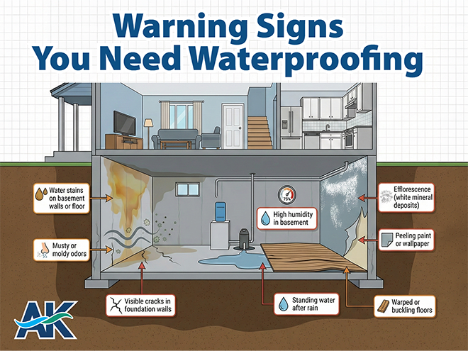 AK Water Works basement waterproofing project